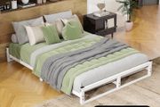 King Size Bed Frame,Metal Platform Low Bed Frame King Size Bed Base with Steel Slats,5ft Floor BedKing Beds,Mattress Foundation,No Box Spring Needed,Noise Free,Easy Assembly,White