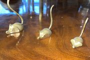 Three brass vintage mice