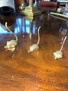 Three brass vintage mice