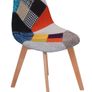 Prism Patchwork Scandinavian Chair  Multi-Colour Chenille Natural Beech 47x50x82cm Image 2