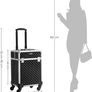 _Professional Makeup Case, Cosmetic Case, Mobile, 4 Wheels, 4 Tray, Telescopic Handle, Travel, Travel, Black Image 5
