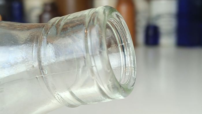 501 - Vintage Clear Glass Cork Top Collectible Decorative Strand Dairy Milk Bottle