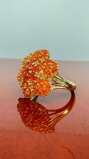 Silver D'joy 1.88 Ct Floral Opal Ring in 18K Yellow Gold Vermeil