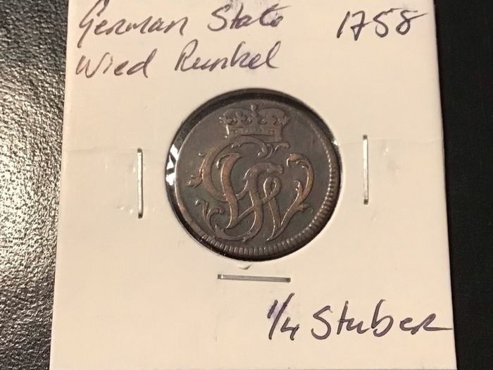 German State Wied Runkel 1758 Quarter Stuber