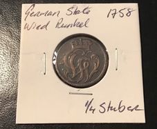 German State Wied Runkel 1758 Quarter Stuber
