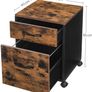 Pedestal with 2 drawers on casters, Mobile Office Storage, for Documents, A4 Format, Hanging files, Industrial Style, Rustic Brown and Black Image 4