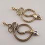 Vintage Lot of 2 Snake with Blue & Red Eyes Brass Pendant 65.5mm Image 7