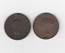 G.B. 1806, & 1858 1/2d,  2 Coins (no.390)