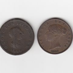 G.B. 1806, & 1858 1/2d,  2 Coins (no.390)