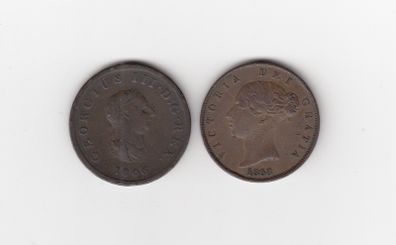 G.B. 1806, & 1858 1/2d,  2 Coins (no.390)