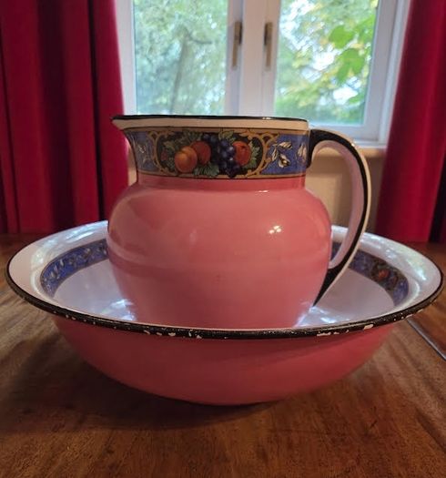 Stunning Antique China Pitcher & Ewer Set Victorian