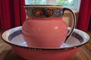 Stunning Antique China Pitcher &amp; Ewer Set Victorian