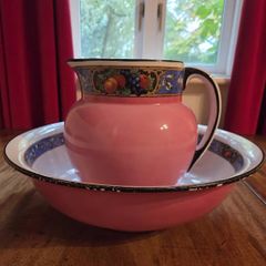 Stunning Antique China Pitcher & Ewer Set Victorian
