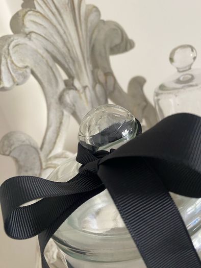 ShabbyChic Decorative Glass Storage with velvet Ribbon