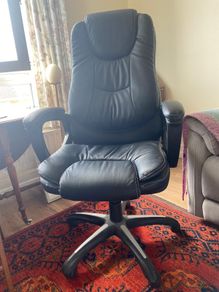 High Back Executive Office Chair, Black Faux Leather, Excellent Condition