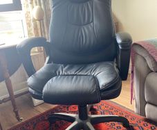 High Back Executive Office Chair, Black Faux Leather, Excellent Condition