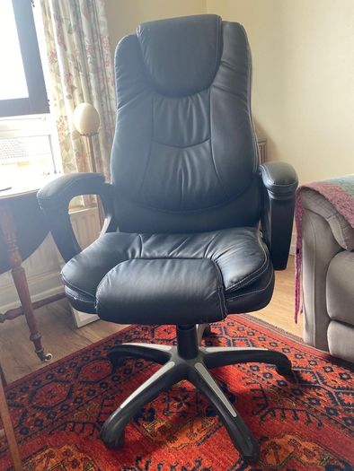 High Back Executive Office Chair, Black Faux Leather, Excellent Condition