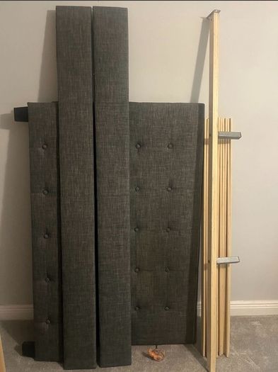 As New - Lovely Grey Fabric 4Ft 6 Double Bed Frame - Can Deliver