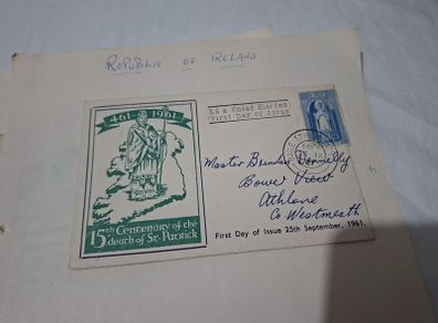 St.Patrick Commemorative Stamp 1961 -First Day Cover