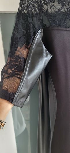 KDK London Black bodycon dress with lace detail Sz 12UK