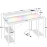 120x50cm Gaming Desk with LED Lights & Power Outlets,White Storage Shelves, Dual Monitor Stand, Home Office & Study, Work from Home, Bedroom, Small Spaces, Dorm, Space-Saving, Students Image 8
