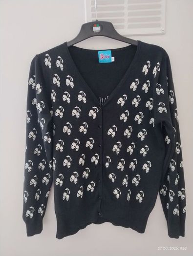 Vintage Y2K Siren Mall Goth Cherry Skull Sequin Cardigan