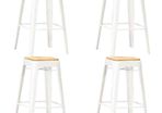 Bar Stools 4 pcs White Solid Mango Wood - Free Delivery Nationwide