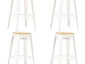 Bar Stools 4 pcs White Solid Mango Wood - Free Delivery Nationwide