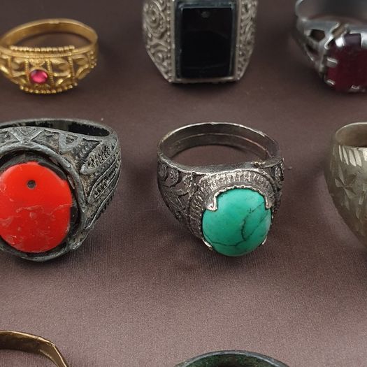 Antique Brass Ring Collection 15 Mixed Vintage Handmade Rings