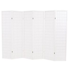 Folding 6-Panel Room Divider Japanese Style 240x170 cm White