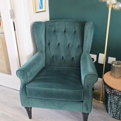 Sherlock Bottle Green Velvet Next Armchair