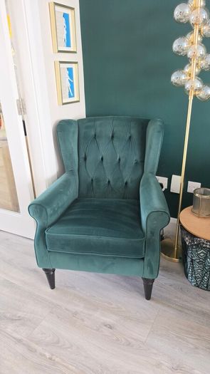 Sherlock Bottle Green Velvet Next Armchair