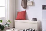 Bench with storage space beige ottoman