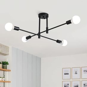 Industrial Semi Flush Mount Pendant Light 4 Light E27 Modern Light Fixture Sputnik Chandeliers Mid Century Ceiling Light Fixture for Office Living Room Bedroom Dining Kitchen (FREE POSTAGE)