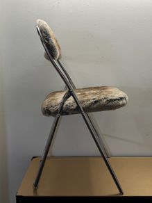 Postmodern / Space Age Faux Fur Folding Chrome Chairs