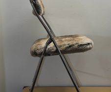 Postmodern / Space Age Faux Fur Folding Chrome Chairs
