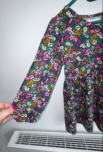 Brand New Girls Faux Wrap Multi Coloured Dress. Age 4-5
