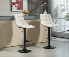 Bar Stool Set Swivel Bar Chairs with Backrest, Height-Adjustable, with Footrest, Padded, Beige