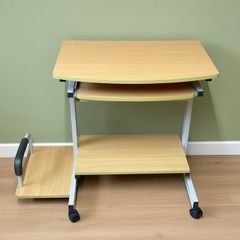 Mobile Computer Desk with Pull Out Keyboard Tray & Printer Shelf