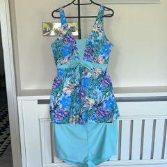 Ladies Turquoise Tank Top and Swimming shorts. Size UK 18 / EU 46