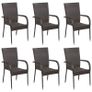 7 Piece Garden Dining Set Poly Rattan Brown Image 2