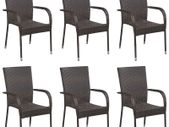 Stackable Outdoor Chairs 6 pcs Poly Rattan Brown