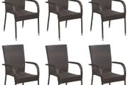 Stackable Outdoor Chairs 6 pcs Poly Rattan Brown