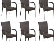 main image for ad Stackable Outdoor Chairs 6 pcs Poly Rattan Brown