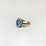 Vintage 9ct Yellow Gold Aquamarine & Cubic Zirconia Cluster Ring Image 2