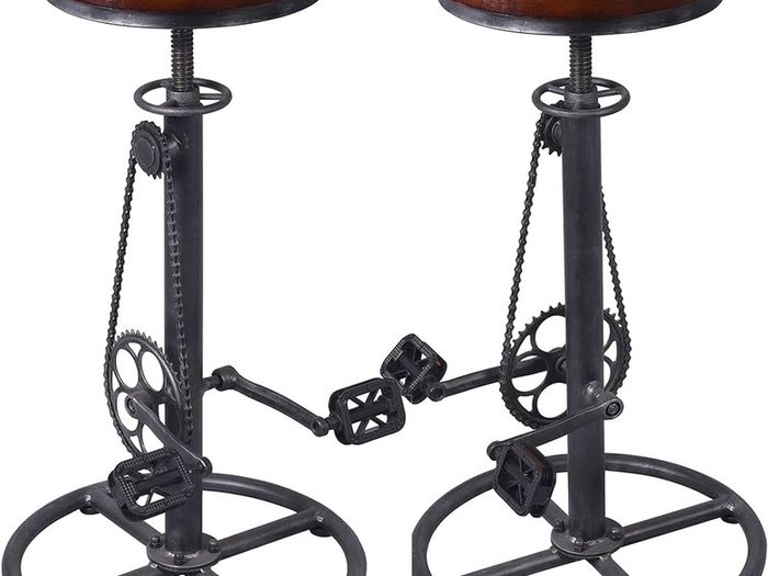 NEW SALE | Set of 2 Industrial Bar Stool-Swivel Vintage Coffee Kitchen Dining Island Chair-Bike Pedal Footrest-Extra Tall Pub Height Adjustable