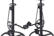 NEW SALE | Set of 2 Industrial Bar Stool-Swivel Vintage Coffee Kitchen Dining Island Chair-Bike Pedal Footrest-Extra Tall Pub Height Adjustable