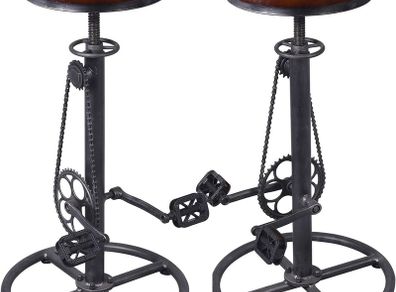 NEW SALE | Set of 2 Industrial Bar Stool-Swivel Vintage Coffee Kitchen Dining Island Chair-Bike Pedal Footrest-Extra Tall Pub Height Adjustable