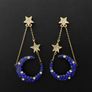Star Starburst Moon Sapphire Stone Earrings Image 2
