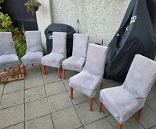 6 Dining Chairs + Grey & Cream Covers